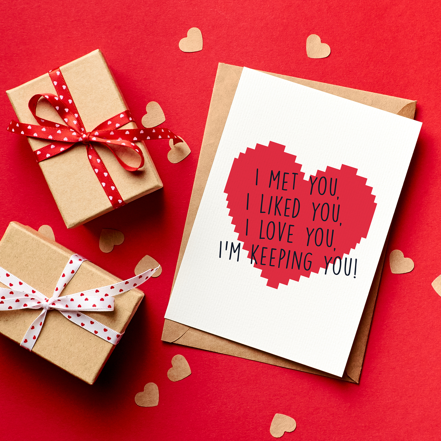 I’m Keeping You is a sweet and heartfelt card that celebrates choosing each other, again and again. With a bold red heart and a simple message about love that grows over time, this card is perfect for Valentine’s Day or any moment you want to say I love you, and I’m not letting go.