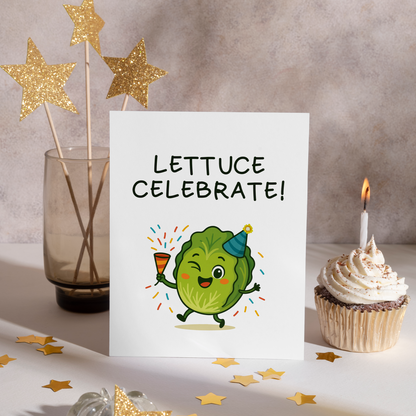Funny vegetable pun birthday greeting card illustration