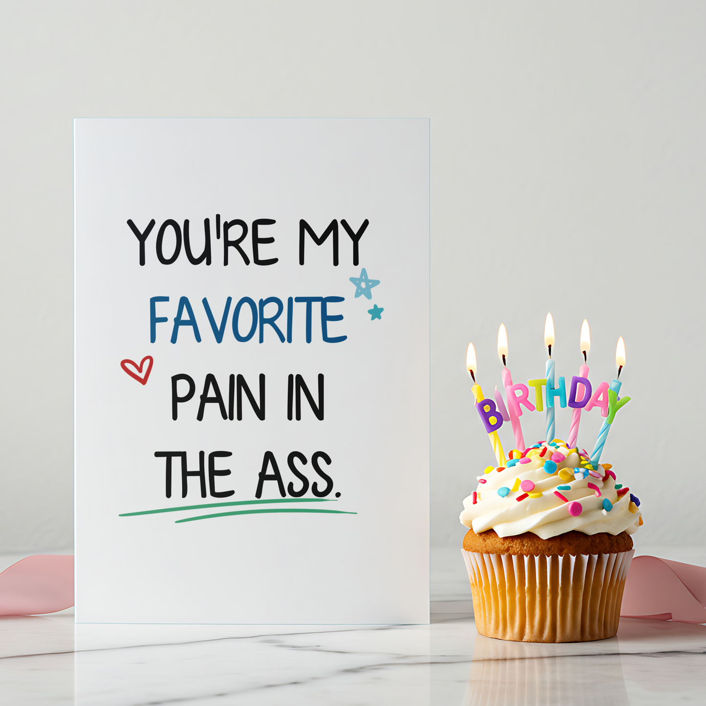 Minimalist funny card designed for anniversaries, Valentine’s Day, or everyday love notes. The playful layout adds charm while keeping the message bold and relatable.