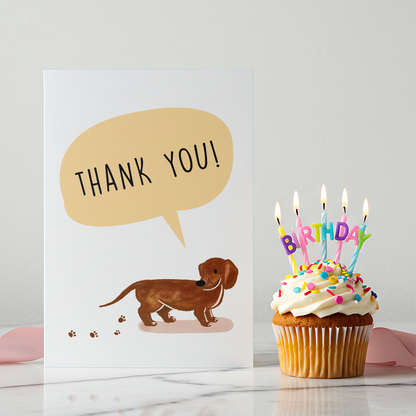 Illustrated dog thank you card designed with soft colors and simple typography. A thoughtful card for friends, coworkers, teachers, or everyday gratitude.