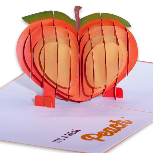 Celebrate with humor! A pop-up card featuring an apple-shaped peach, ideal for a funny anniversary