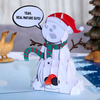 A pop-up Christmas card featuring a comical snowman, guaranteed to make you smile!