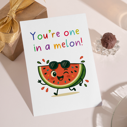 Playful cartoon watermelon with birthday message