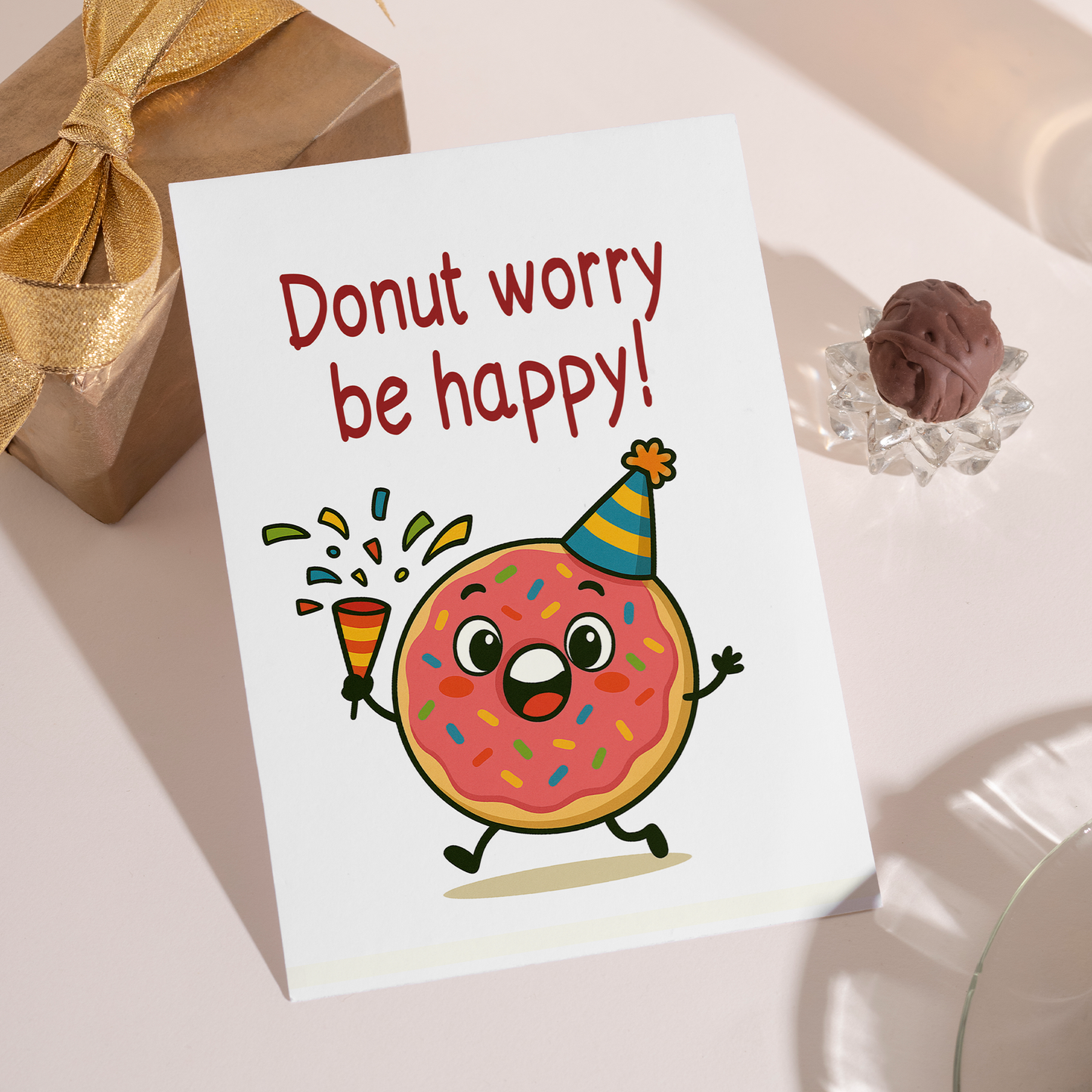 Colorful donut illustration for cheerful birthday greeting