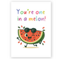Colorful kids birthday card with watermelon illustration
