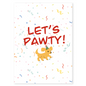 A playful dog-themed birthday card with a happy puppy illustration and bold red “Let’s Pawty!” lettering. The bright confetti background creates a joyful and festive mood, making it a great birthday card for friends, family, or pet lovers.