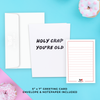 A humorous birthday card with the text "holy crap you're old" written on it. Perfect for a fun-loving friend or family member's birthday celebration!