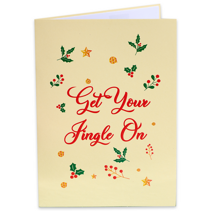A hilarious Christmas card that says Get Your Jingle On. Perfect for spreading holiday cheer!