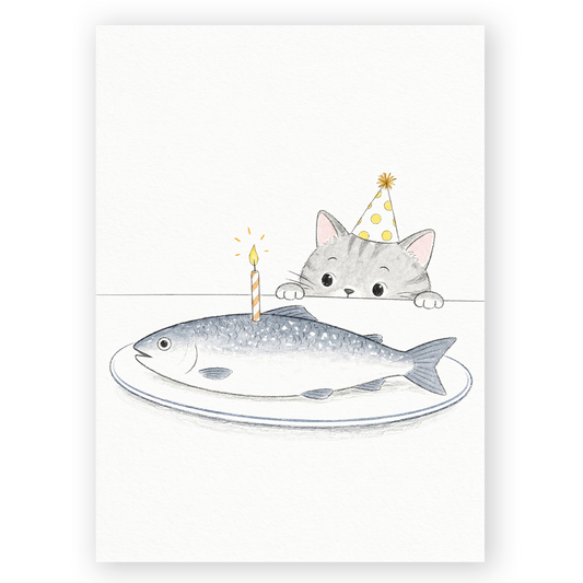Cat with Fish Cake