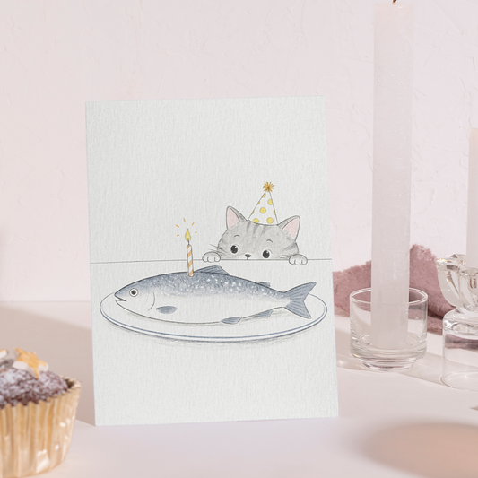 Cat with Fish Cake