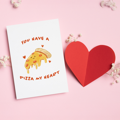 Pizza My Heart is a fun and cheesy Valentine’s card featuring an adorable pizza illustration and a classic food pun. A sweet, playful way to say you mean everything to me with extra cheese.