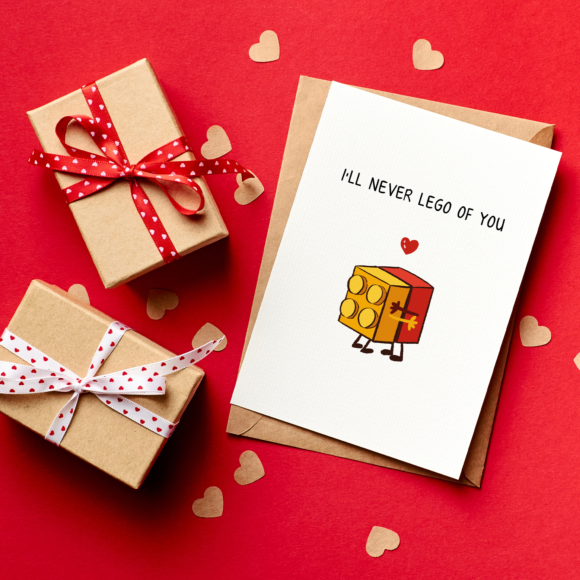 Never Lego of You is a cute and clever Valentine’s card for someone you’re holding onto forever.&nbsp;Featuring an adorable building block character and a playful pun, this card is perfect for couples who love humor, creativity, and a little nerdy charm. Sweet, simple, and full of heart, it’s a fun way to say I’m not letting go.