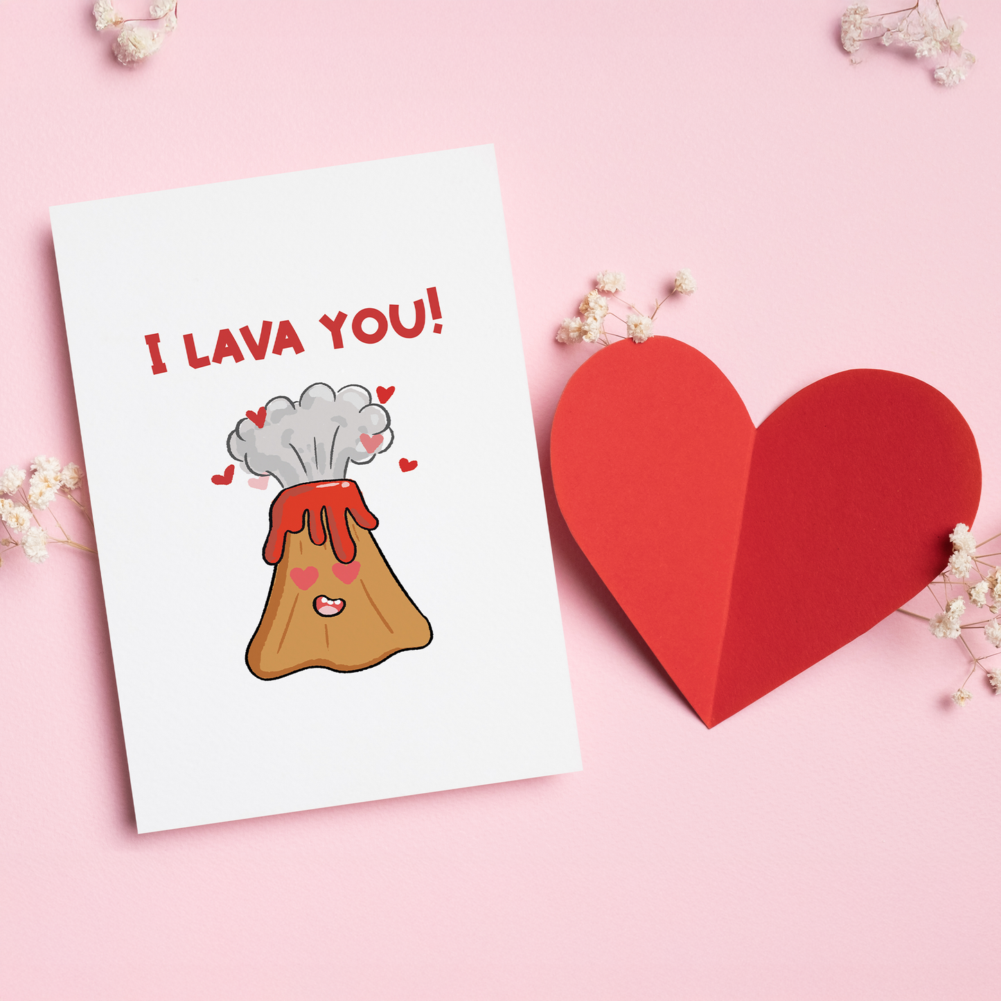 I Lava You is a cute and playful Valentine’s card that puts a fun twist on saying I love you.&nbsp;Featuring an adorable volcano bursting with love, this card is perfect for couples who enjoy humor, warmth, and a little extra charm. Sweet without being cheesy, it’s a lighthearted way to let someone know your love is erupting.