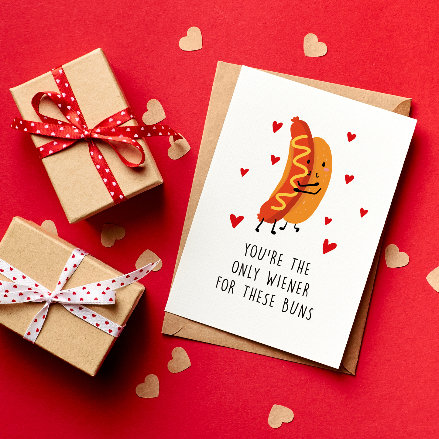 Only Wiener is a playful Valentine’s card for the one who’s perfect for you buns and all. Featuring an adorable hot dog couple and a cheeky food pun, this card is sweet, funny, and full of charm. It’s a lighthearted way to say you’re the only one for me without taking things too seriously.