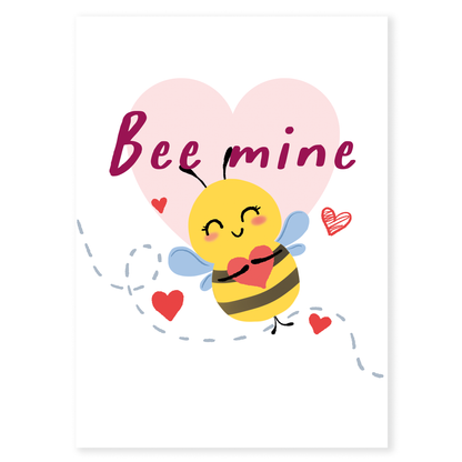 Bee Mine is a sweet and cheerful Valentine’s card that’s full of love and charm.&nbsp;Featuring an adorable bee holding a heart, this card is perfect for spreading happiness and affection in the cutest way possible. Simple, playful, and timeless, it’s a classic Valentine design that never goes out of style.