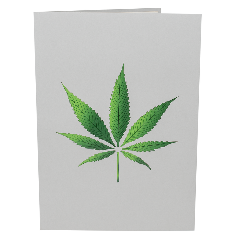 3D pot plant inside a funny weed greeting card for stoners.