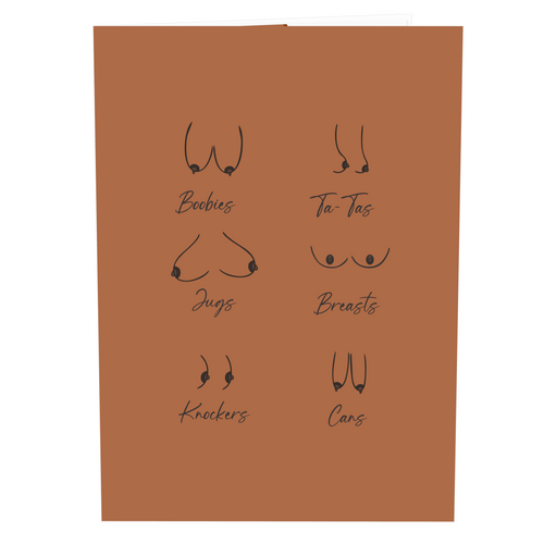 Naughty Knockers Inappropriate 3D Boobs Card (Color Variation: Brown)